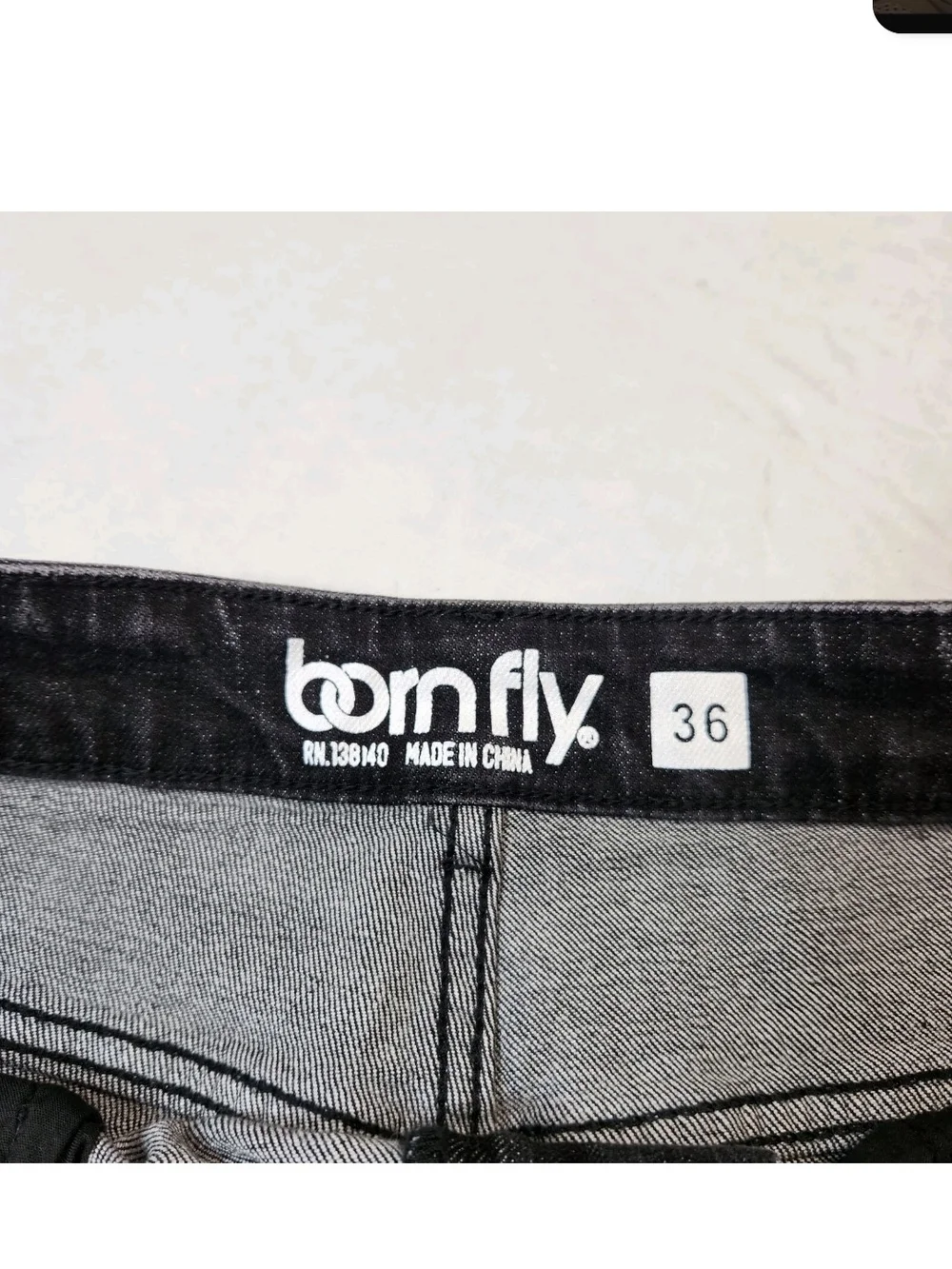 Born Fly Mens Size 36 Shorts Denim Distressed Cutout Patch Design Black Wash 04
